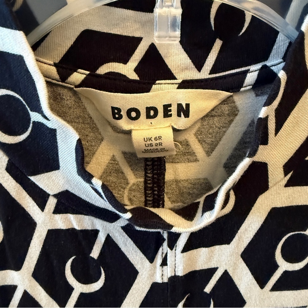 Boden Black & White Geometric Sleeveless Midi Dress Size 6 - Picture 2 of 4